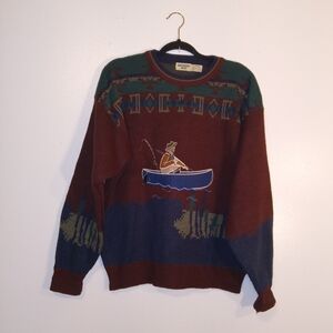 Northwest Blue Men's Crewneck Sweater - Multicolor Fisherman Design